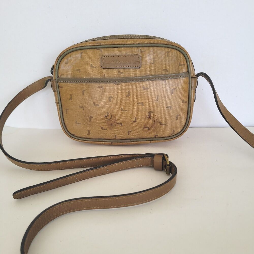 Lancel Paris Vintage Retro Crossbody Shoulde Small Accent Camera Purse Bag Brown